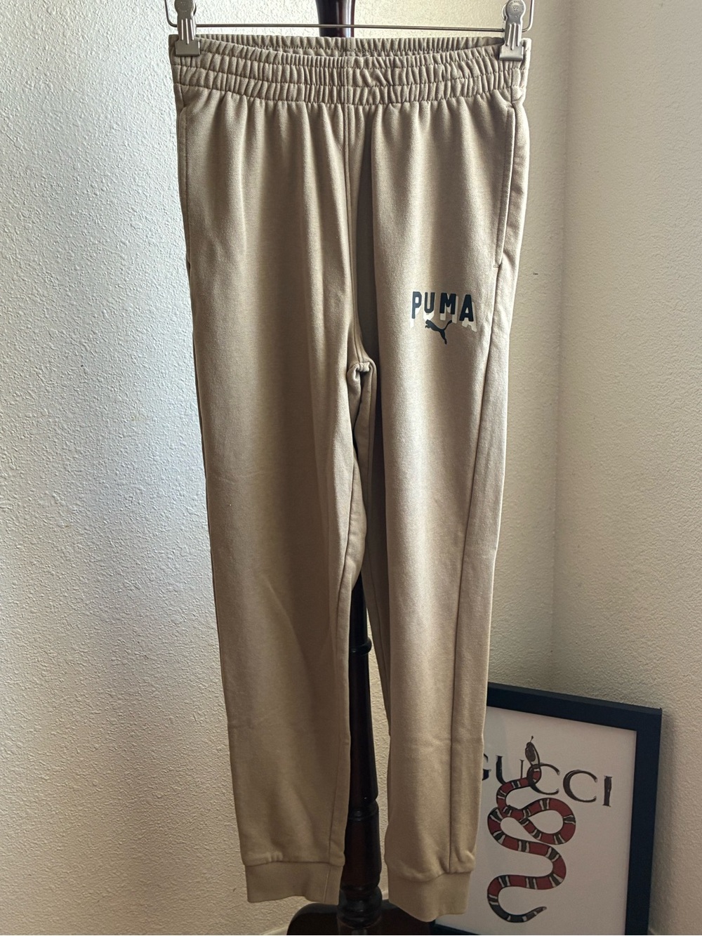 Puma Tan Sweatpants with logo